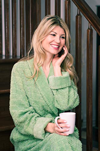 Bath & Robes Women's Long Chenille Robe With Shawl 3X Olive Green - Image 2