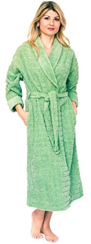 Bath & Robes Women's Long Chenille Robe With Shawl 3X Olive Green - Image 1