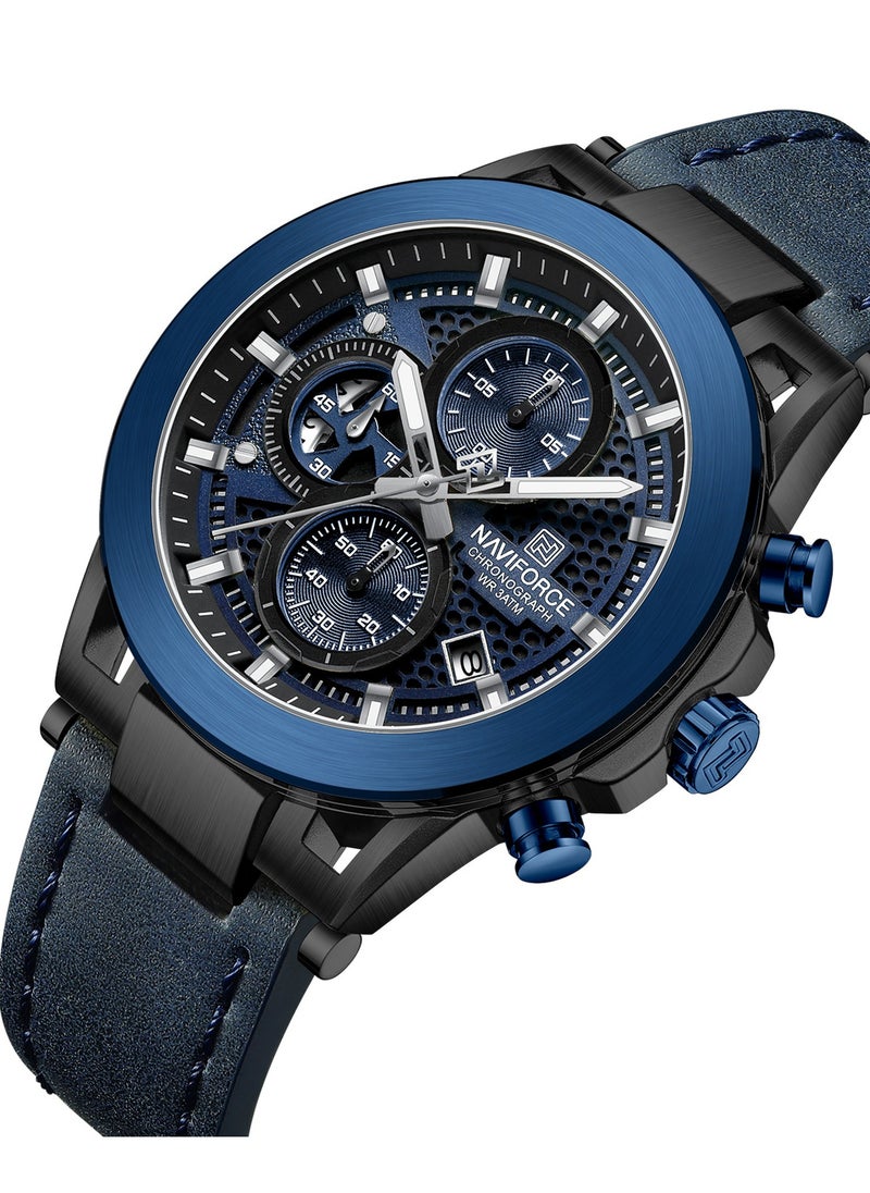NAVIFORCE Genuine Leather Band Analog with Choronograph Function Wrist Watch For Men NF8073 B/BE/BE  - Image 2