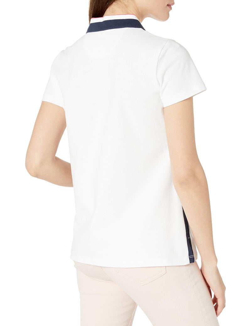 Nautica Women's Anchor Short Sleeve Breathable Stretch Cotton Polo Shirt Shirt, Bright White, Medium - Image 2
