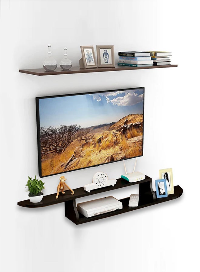 CATANES Floating TV Stand Furniture TV Stand Wall Units for Living Room Wall Mounted Satellite TV Box Holder Storage Rack Set-Top Box Living Room Rack Large Capacity Black - Image 1