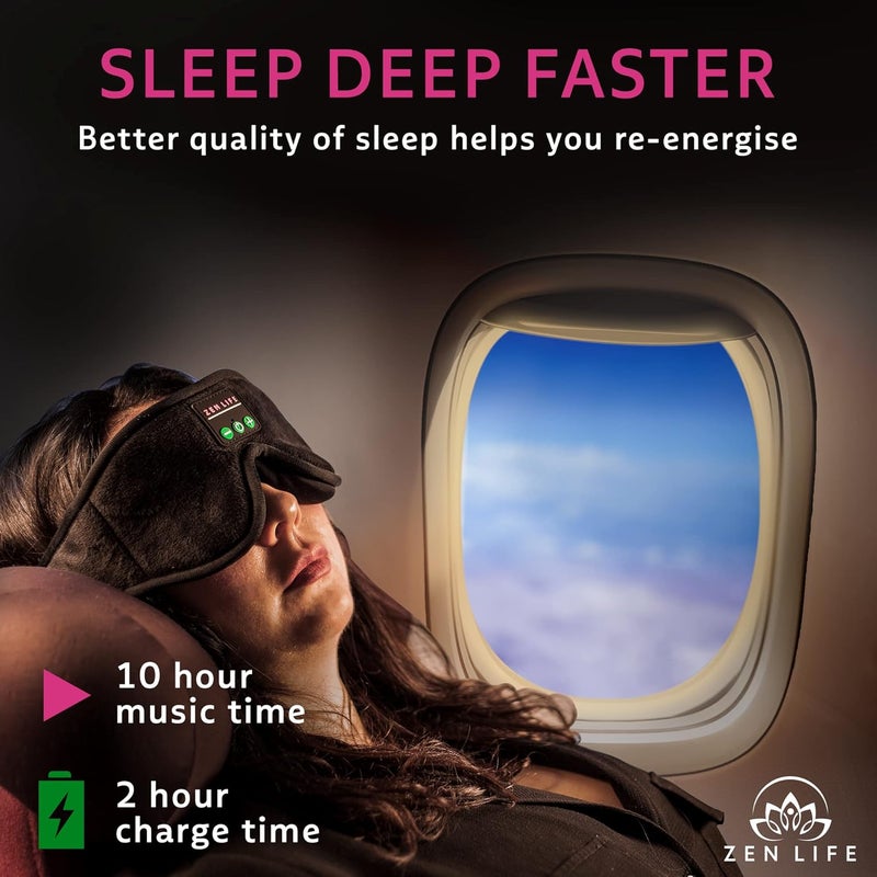 Zen Life Sleep Headphones, Ergonomic 3D Bluetooth Sleep mask, Perfect for Side Sleeping with Ultra Thin Soft Speakers, Blocks Light, Spotify Playlists Included, UK Based Company. - Image 4