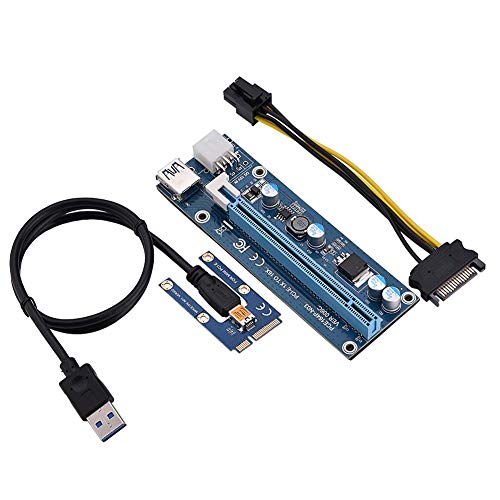 Zopsc Mini PCI E to PCI Express16x Extender Riser Adapter, SATA Power Cord Converter for Video Card Mining Adopt 4 Solid-State Capacitors, 6pin Interface on The Graphics Card etc. - Image 1