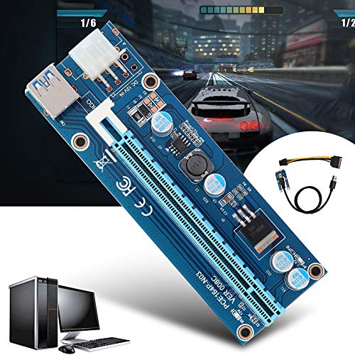 Zopsc Mini PCI E to PCI Express16x Extender Riser Adapter, SATA Power Cord Converter for Video Card Mining Adopt 4 Solid-State Capacitors, 6pin Interface on The Graphics Card etc. - Image 3
