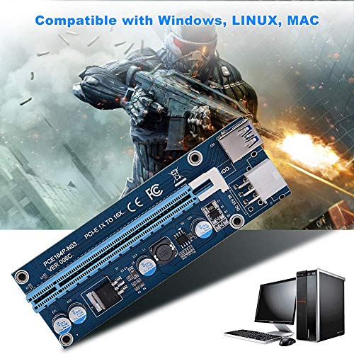 Zopsc Mini PCI E to PCI Express16x Extender Riser Adapter, SATA Power Cord Converter for Video Card Mining Adopt 4 Solid-State Capacitors, 6pin Interface on The Graphics Card etc. - Image 4