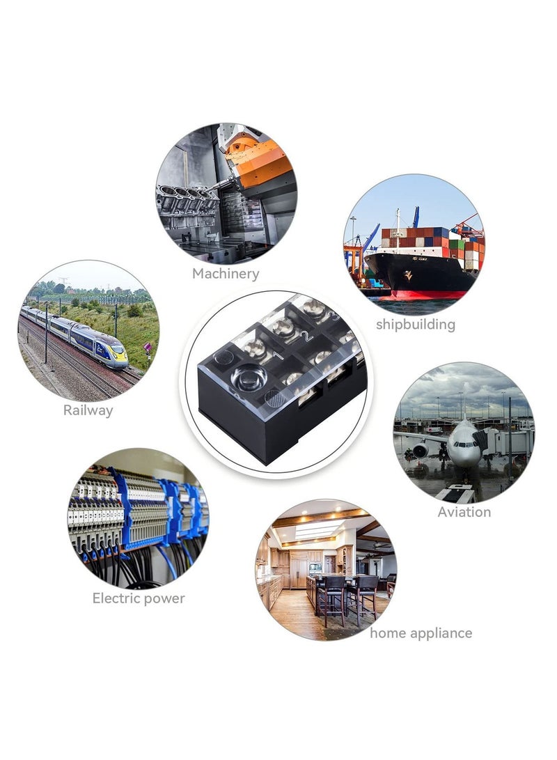 Y&D 10Pcs 3 Position Dual Row Covered Screw Terminal Strip 600V 15A and Pre-Insulated Fork Barrier 400V (3P + Jumper 10 Sets)  - Image 4