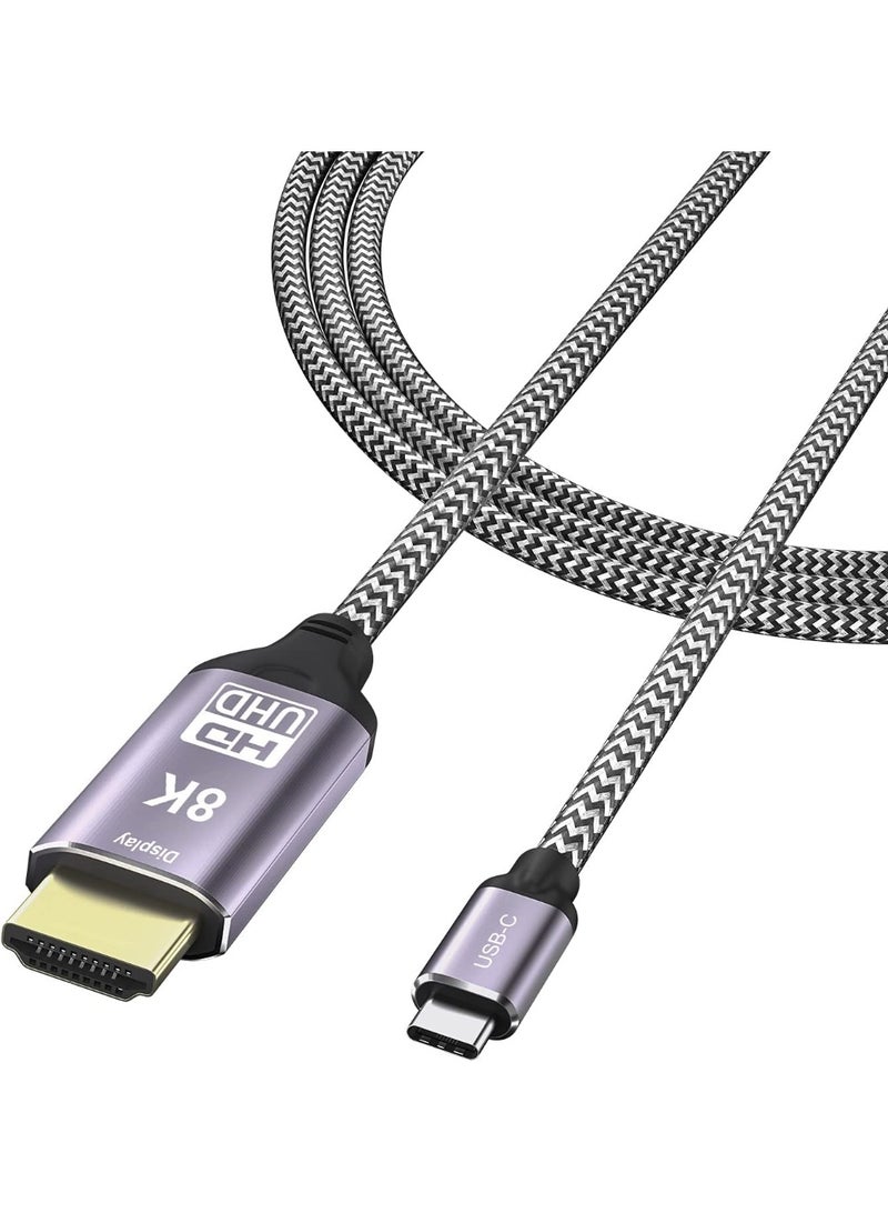 كابل USB-C إلى HDMI بدقة 8K طول 1.8 متر – USB 3.1، سرعة 48 جيجابت، متوافق مع Thunderbolt 3 - Image 1