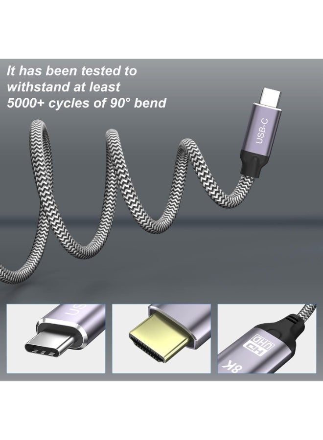 كابل USB-C إلى HDMI بدقة 8K طول 1.8 متر – USB 3.1، سرعة 48 جيجابت، متوافق مع Thunderbolt 3 - Image 3