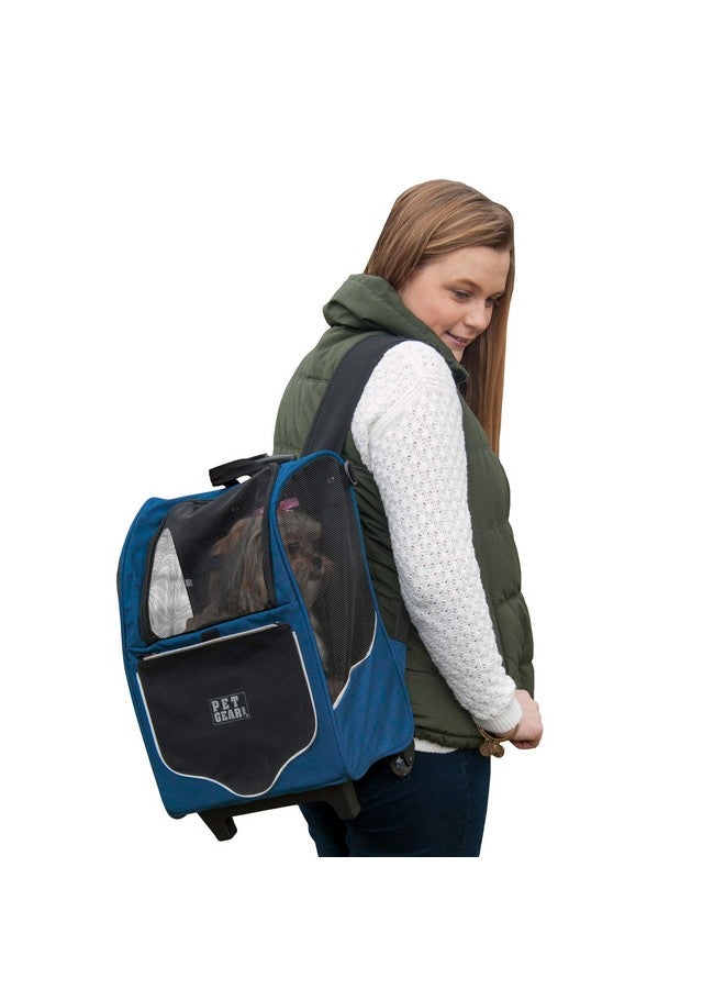 بت جير حقيبة ظهر بعجلات I-GO2 من Pet Gear، حامل سفر، مقعد سيارة للقطط/الكلاب، تهوية شبكية، حبل مرفق، مقبض تلسكوبي، حقيبة تخزين، رياضية عادية، أزرق ضبابي - Image 2