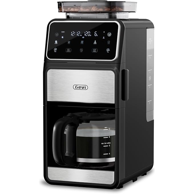 Gevi 10 Cup Drip Coffee Maker with Built-in Grinder, Grind  Brew Burr Combo Coffee Machine with Touch Screen, Programmable, 4-Hour Warm Plate, Permanent Filter, Coffee Carafe - Image 1