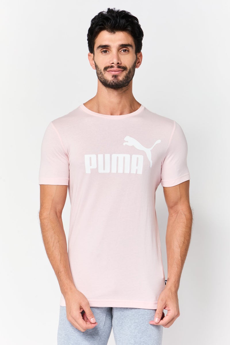 PUMA Men Regular Fit Short Sleeve Essential Logo Outdoor T-Shirt, Chalk Pink - Image 1