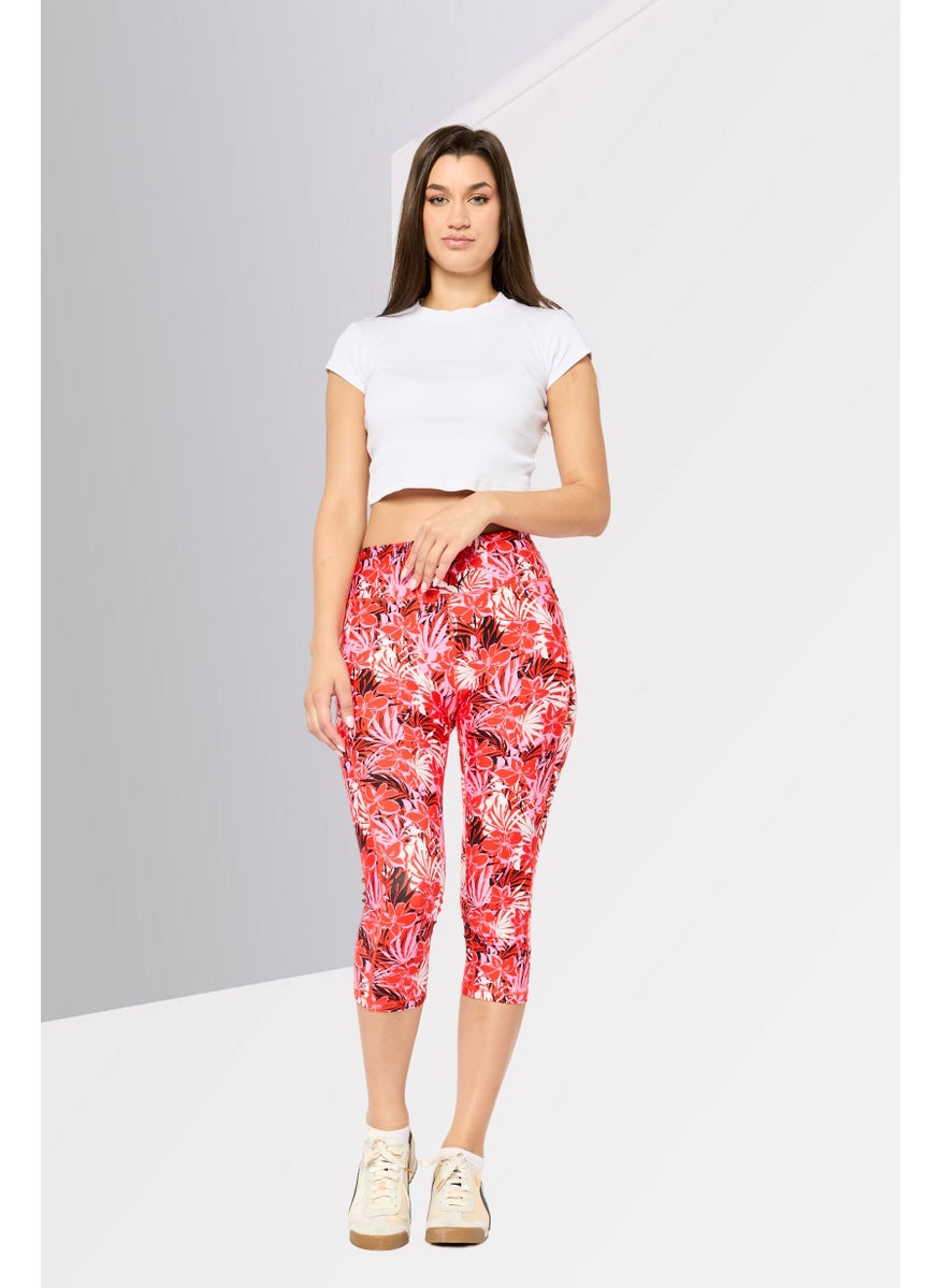 DKNY Sport Women Sportswear Fit 7/8 Length Training Tights, Red  - Image 3