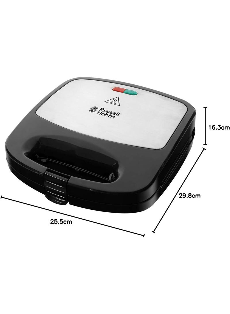 Russell Hobbs 3in1 Sandwich Maker, 3 Removable Plates, Waffle, Panini, Sandwich - 750 W SWM101 Silver - Image 2