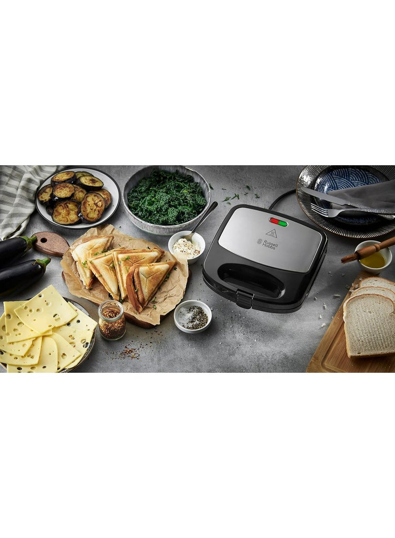 Russell Hobbs 3in1 Sandwich Maker, 3 Removable Plates, Waffle, Panini, Sandwich - 750 W SWM101 Silver - Image 3