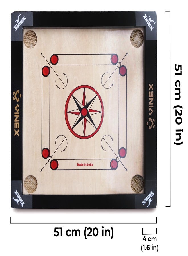 Vinex Kids Carrom Board Set (20 Inch) | Small Size Gloss Finish Carrom Board with Coins, Striker & Powder | Indoor Skill Development Board Game for Kids - Image 2