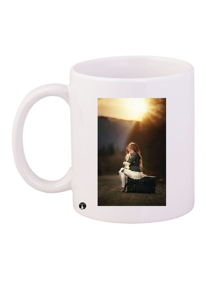 RYN Girl Printed Coffee Mug White/Black/Beige 11ounce