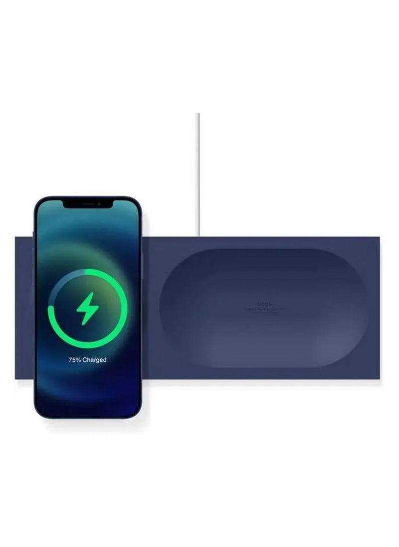 Elago - Charging Tray with MagSafe Charger / Compatible with Wireless Chargers / Easy to install / Smudge and Scratch-free / Cable Management / Case-friendly / Organized and efficient -  Jean Indigo - Image 1