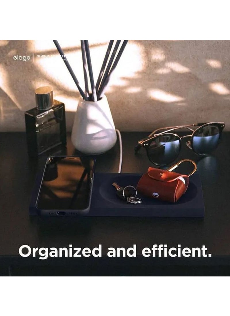 Elago - Charging Tray with MagSafe Charger / Compatible with Wireless Chargers / Easy to install / Smudge and Scratch-free / Cable Management / Case-friendly / Organized and efficient -  Jean Indigo - Image 1