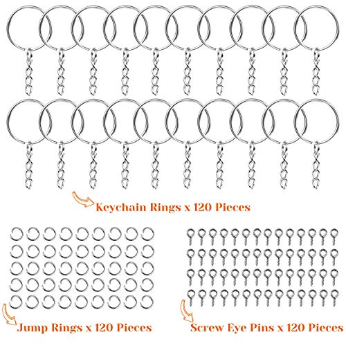 Audab 360Pcs Keychain Bulk, 120Pcs Keychain Rings with Chain and Open Jump Ring with Screw Eye Pins for Crafts and Jewelry Making - Image 2
