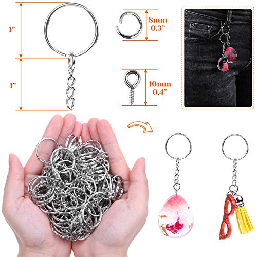Audab 360Pcs Keychain Bulk, 120Pcs Keychain Rings with Chain and Open Jump Ring with Screw Eye Pins for Crafts and Jewelry Making - Image 3
