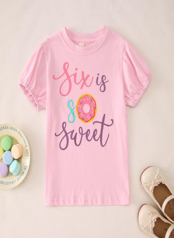KEKEMI Toddler Girl Birthday Outfits Six is So Sweet Birthday Donuts Print Shirt B-Day Tutu Skirt Set Cake Smash Outfit(Pink,6T) - Image 4