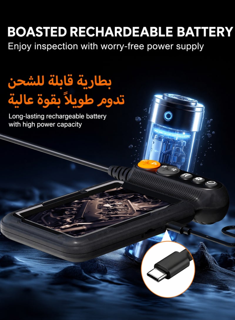 Dual Lens Industrial Borescope with 5" IPS Screen, 1080P HD Snake Inspection Camera, IP67 Waterproof Flexible Cable, LED Light, Type-C, Pipe Auto Engine Wall HVAC Inspection Tool - Image 5