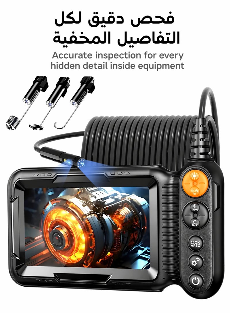 Dual Lens Industrial Borescope with 5" IPS Screen, 1080P HD Snake Inspection Camera, IP67 Waterproof Flexible Cable, LED Light, Type-C, Pipe Auto Engine Wall HVAC Inspection Tool - Image 1