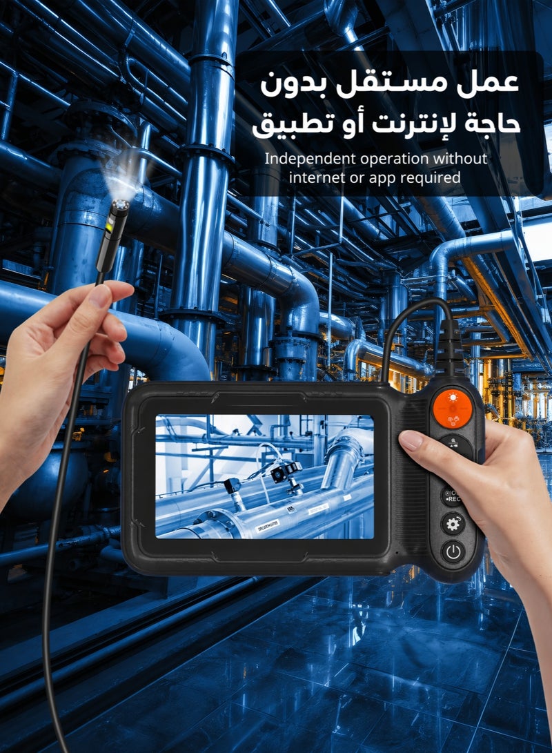 Dual Lens Industrial Borescope with 5" IPS Screen, 1080P HD Snake Inspection Camera, IP67 Waterproof Flexible Cable, LED Light, Type-C, Pipe Auto Engine Wall HVAC Inspection Tool - Image 3
