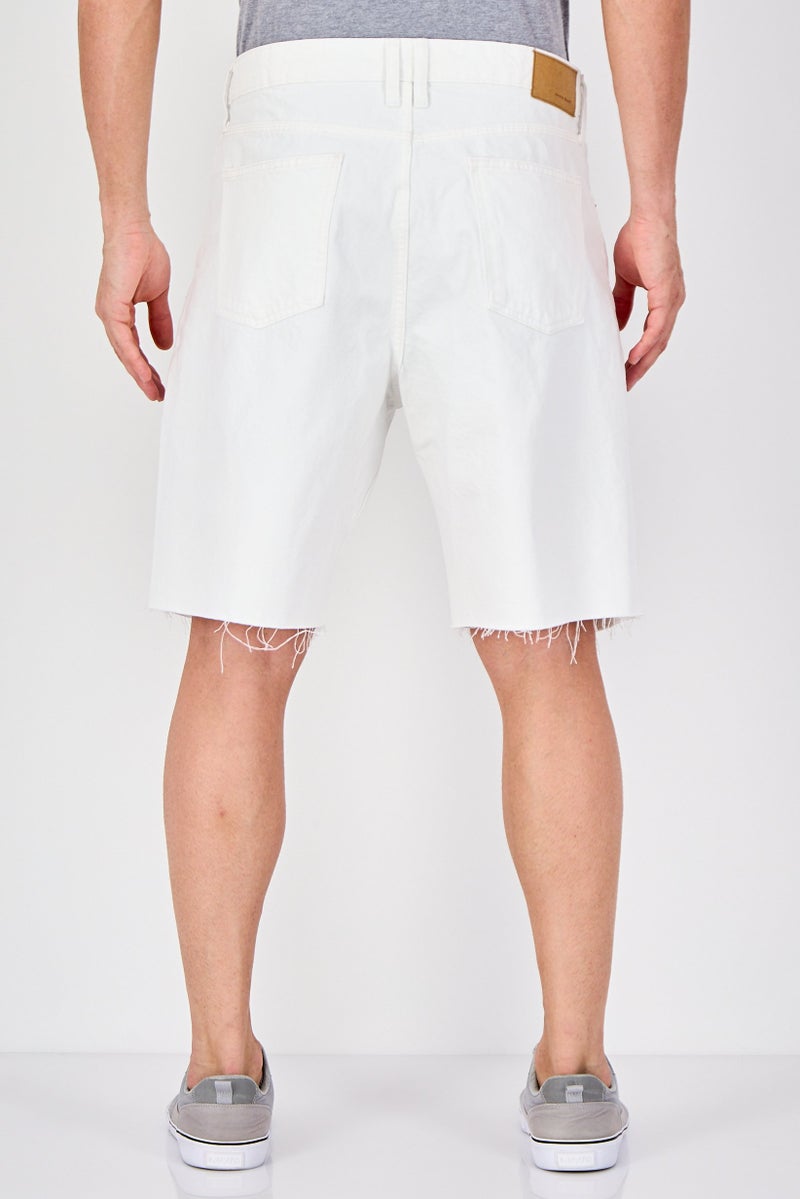 Celio Men Plain Denim Shorts, White - Image 4