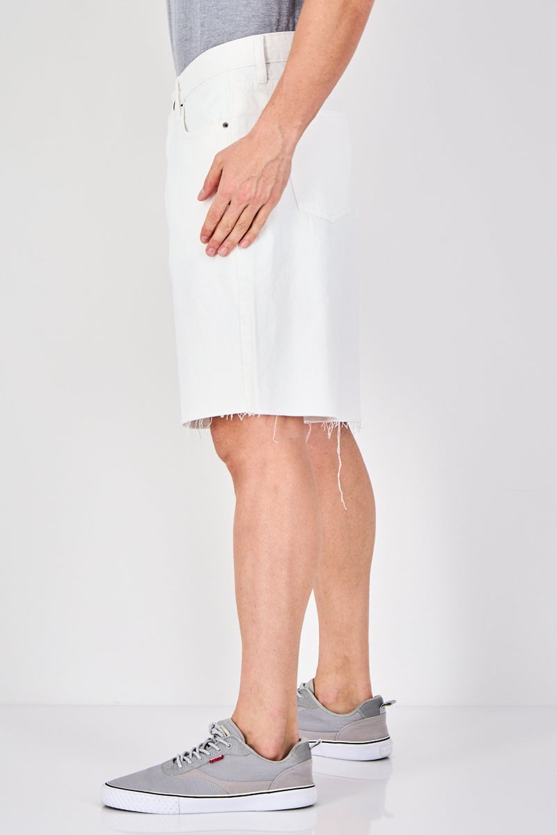 Celio Men Plain Denim Shorts, White - Image 3