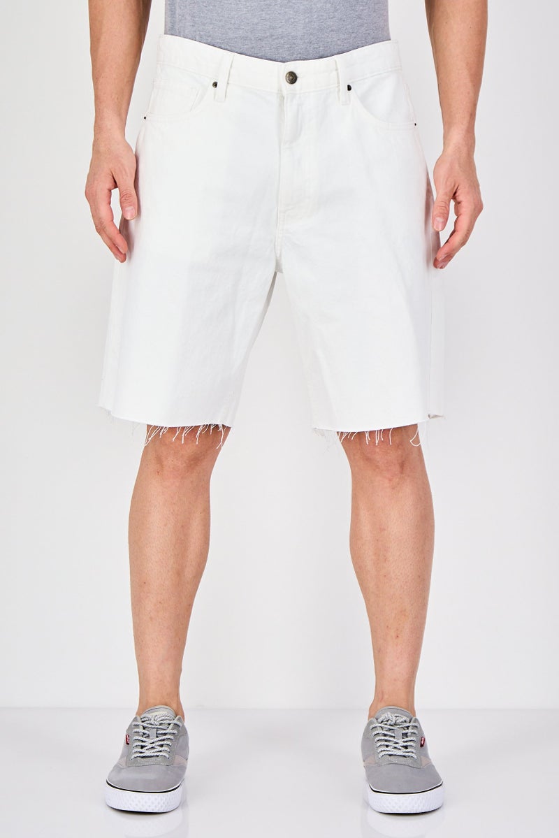 Celio Men Plain Denim Shorts, White - Image 1
