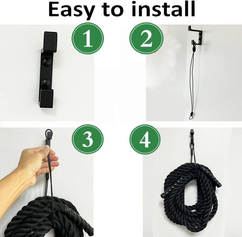 Pmsanzay Exercise Rope Storage Hanger, Wall-Mounted Heavy Duty Metal Battle Rope Storage Hook Bracket,Rope Storage Rack for Exercise Rope Battle Rope in Home Gym or Commercial Gym - Image 3