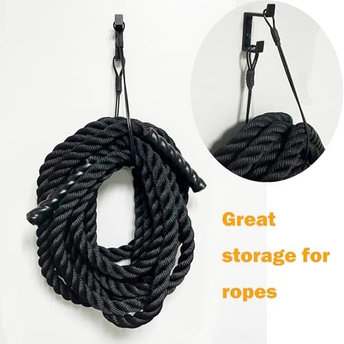 Pmsanzay Exercise Rope Storage Hanger, Wall-Mounted Heavy Duty Metal Battle Rope Storage Hook Bracket,Rope Storage Rack for Exercise Rope Battle Rope in Home Gym or Commercial Gym - Image 4