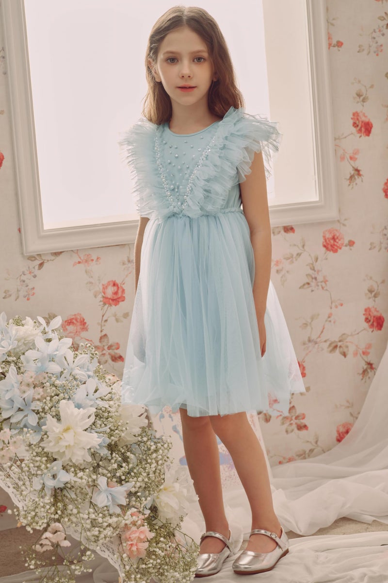 TUTULAND Tutu Dress for Girls - Toddler Tulle Dresses Flutter Sleeves Flower Girl Dress for Wedding Birthday Photo Prop - Image 2