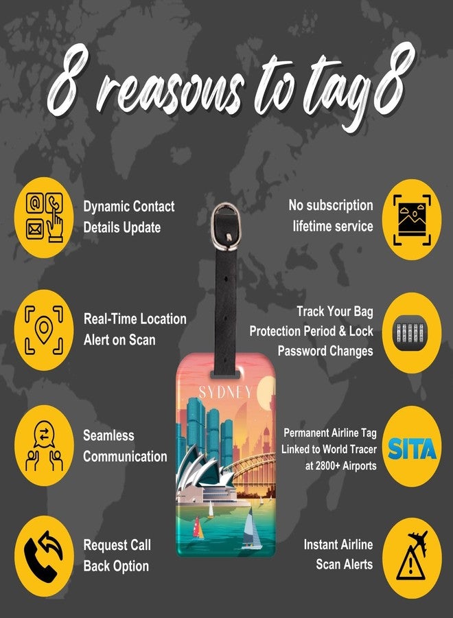 tag8 [Pack 2] tag8 Sydney Smart Bag tag |Trendy Luggage tag ID Fashionable Digital Name tag | Airline Compliant, SITA World Tracer Code Enabled | Travel Gift idea, Collectible - Image 4