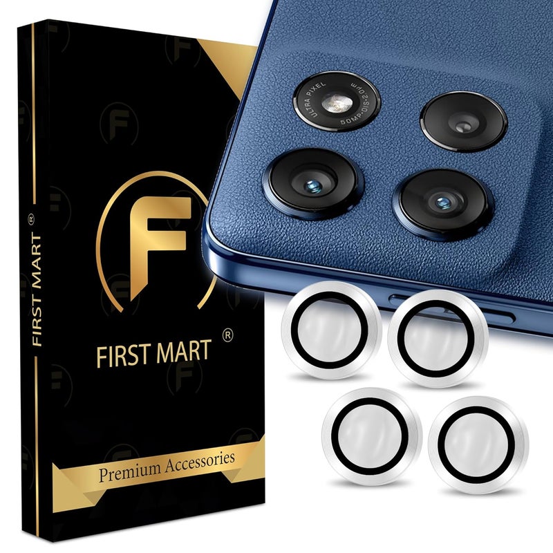 FIRST MART Camera Lens Protectors for Motorola Edge 60 Stylus (6.7 Inches) Tough HD Individual Aluminum Alloy Lens Ring Cover, Scratch Resistant, Thin Lens Protection| Silver, 1 Pack - Image 1