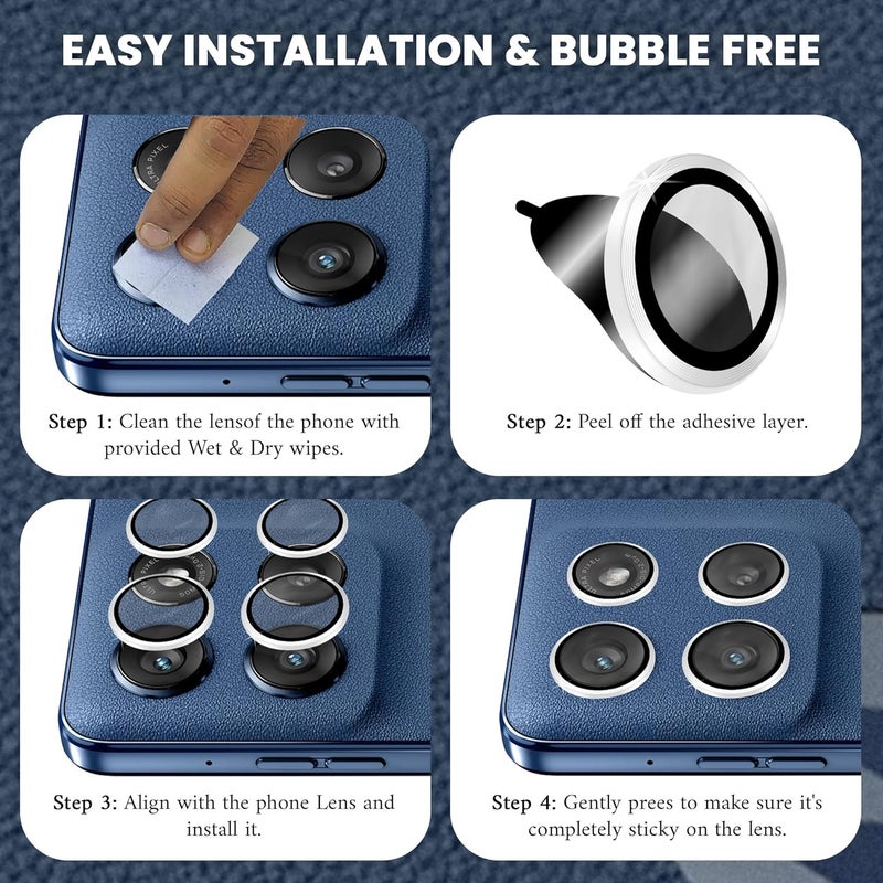 FIRST MART Camera Lens Protectors for Motorola Edge 60 Stylus (6.7 Inches) Tough HD Individual Aluminum Alloy Lens Ring Cover, Scratch Resistant, Thin Lens Protection| Silver, 1 Pack - Image 2