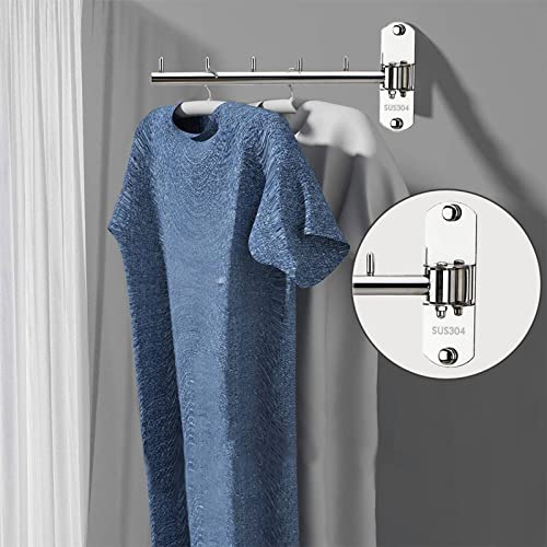 Zivisk 2 Pcs Folding Wall Mounted Clothes Hanger Rack with Swing Arm Stainless Steel Heavy Duty Coat Hook for Bathroom, Bedroom, Laundry Room - Silver - Image 3