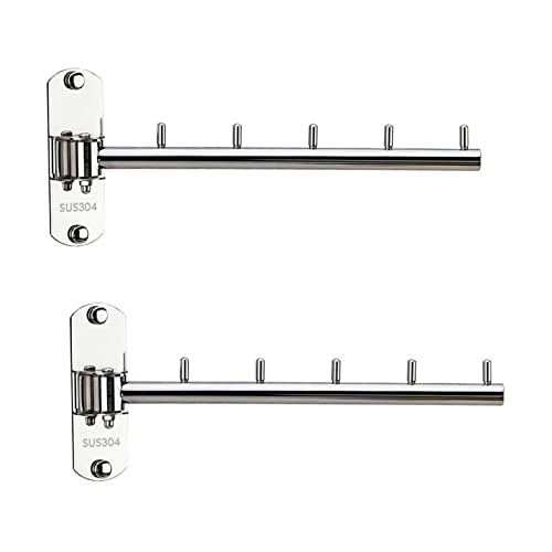 Zivisk 2 Pcs Folding Wall Mounted Clothes Hanger Rack with Swing Arm Stainless Steel Heavy Duty Coat Hook for Bathroom, Bedroom, Laundry Room - Silver - Image 1