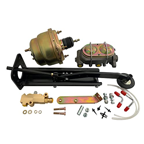 iiLentes 7" Universal Dual Power Brake Booster Kit with 1" Bore GM Cast Iron Master Cylinder-Pedal Firewall Mount Assy Bracket Kit and PV4 Proportioning Valve Kit-Master Prop DISC/DISC - Image 2