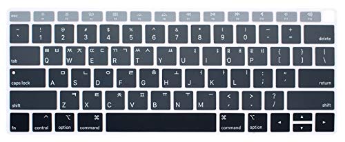 HRH Korean Language Silicone Keyboard Cover Skin for MacBook Air 13 Inch 2018 Release A1932 with Retina Display and Touch ID USA Layout-Ombre Gray - Image 1