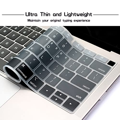 HRH Korean Language Silicone Keyboard Cover Skin for MacBook Air 13 Inch 2018 Release A1932 with Retina Display and Touch ID USA Layout-Ombre Gray - Image 5