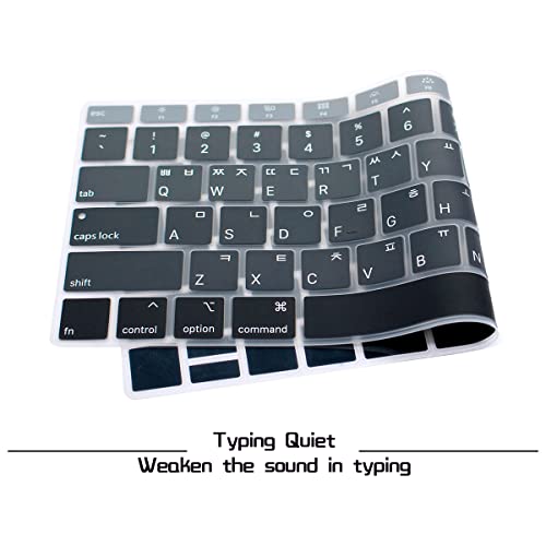 HRH Korean Language Silicone Keyboard Cover Skin for MacBook Air 13 Inch 2018 Release A1932 with Retina Display and Touch ID USA Layout-Ombre Gray - Image 4