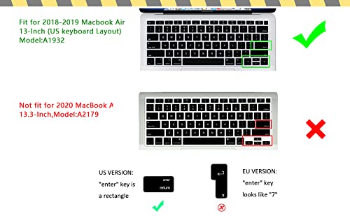 HRH Korean Language Silicone Keyboard Cover Skin for MacBook Air 13 Inch 2018 Release A1932 with Retina Display and Touch ID USA Layout-Ombre Gray - Image 2