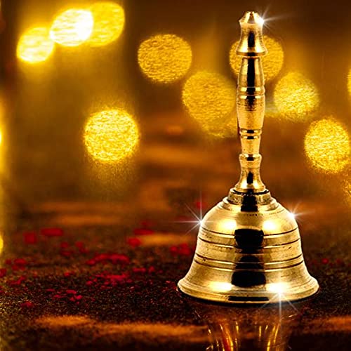 RDK SON'S® Brass Puja Bell | Pooja Ghanti/Ghanta for Home and Temple | Prayer Bell | Pooja Mandir Bell (4 Inches) - Image 2