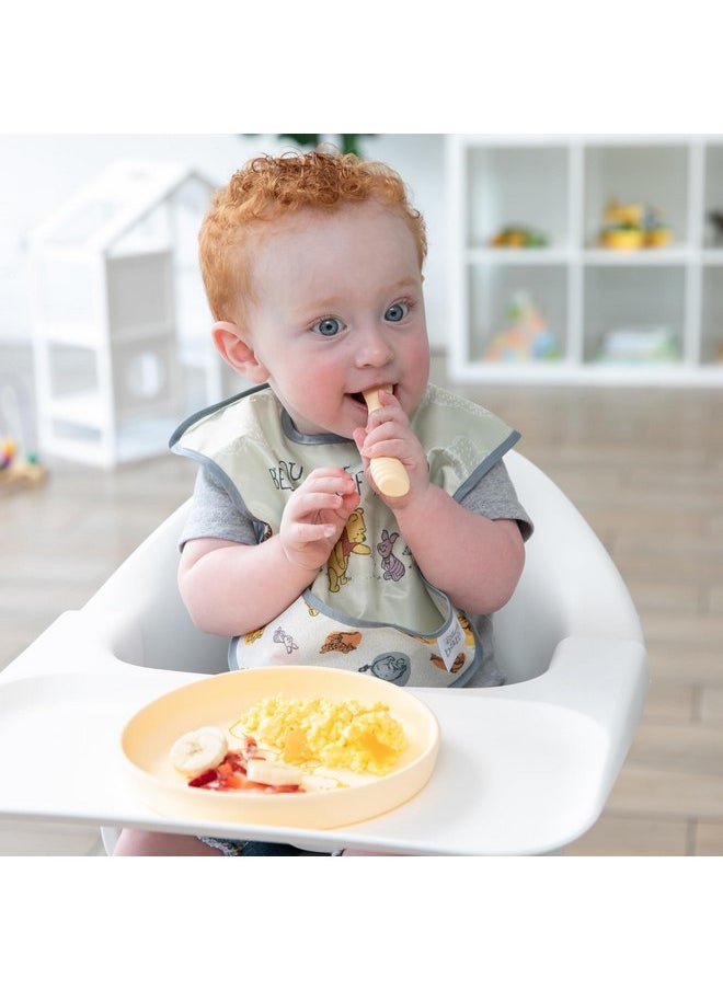BUMKiNs Bumkins Disney Baby and Toddler Plate and Spoon Set, Silicone Dish for Babies and Kids, Baby Led Weaning, Children Feeding Supplies, Microwave Safe, Platinum Silicone, Ages 6 Months, Winnie the Pooh  - Image 2