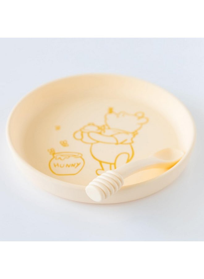 BUMKiNs Bumkins Disney Baby and Toddler Plate and Spoon Set, Silicone Dish for Babies and Kids, Baby Led Weaning, Children Feeding Supplies, Microwave Safe, Platinum Silicone, Ages 6 Months, Winnie the Pooh  - Image 4