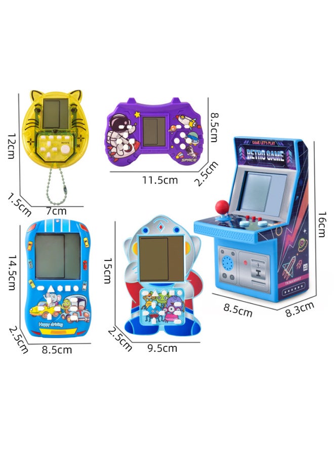 Tetris Game Machine Retro Children's Nostalgic Childhood Game Large Screen Handheld Educational Decompression Toys-Product Color:Classic Puzzle Game Machine Series-Model:Little Dinosaur Game Machine-purple