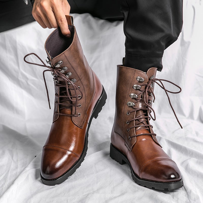 Large Size Long Leather Boots 2025 British Style Leather Shoes Retro Boots Leather Shoes - Image 2