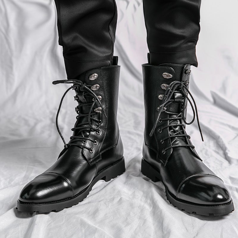 Large Size Long Leather Boots 2025 British Style Leather Shoes Retro Boots Leather Shoes - Image 5